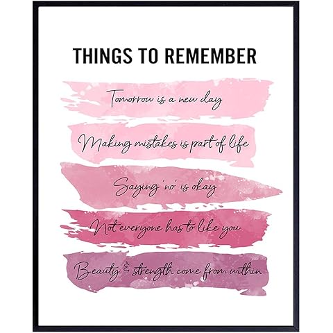 Positive Inspirational Quotes Wall Decor - Uplifting Encouragement Gifts for Women, Girls, Teens, Daughter, BFF, Best Friend - Pink Motivational Wall Art Poster for Home Office, Bedroom, Bathroom