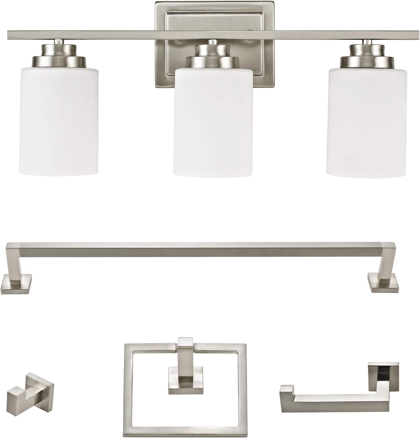Addington Park 60005 Robson Bath Set, One-Piece, Brushed Nickel