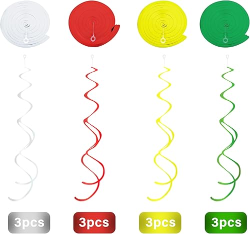 Miniatura 6 de Decoraciones de remolinos colgantes de Navidad, 36 piezas de serpentinas colgantes de techo de Navidad, bolas de árbol colgantes para el hogar,