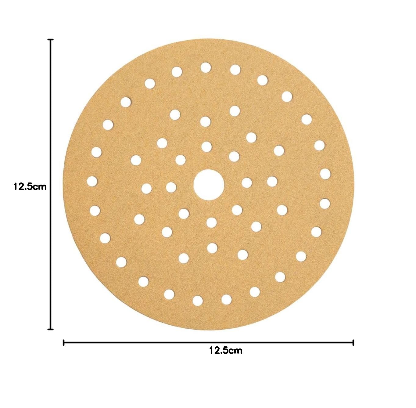 Mirka Gold Multifit Lot de 50 disques de ponçage de 12,7 cm grain 80 avec crochet et boucle pour ponceuse orbitale, tampons en papier de verre pour bois, cloison sèche, métal