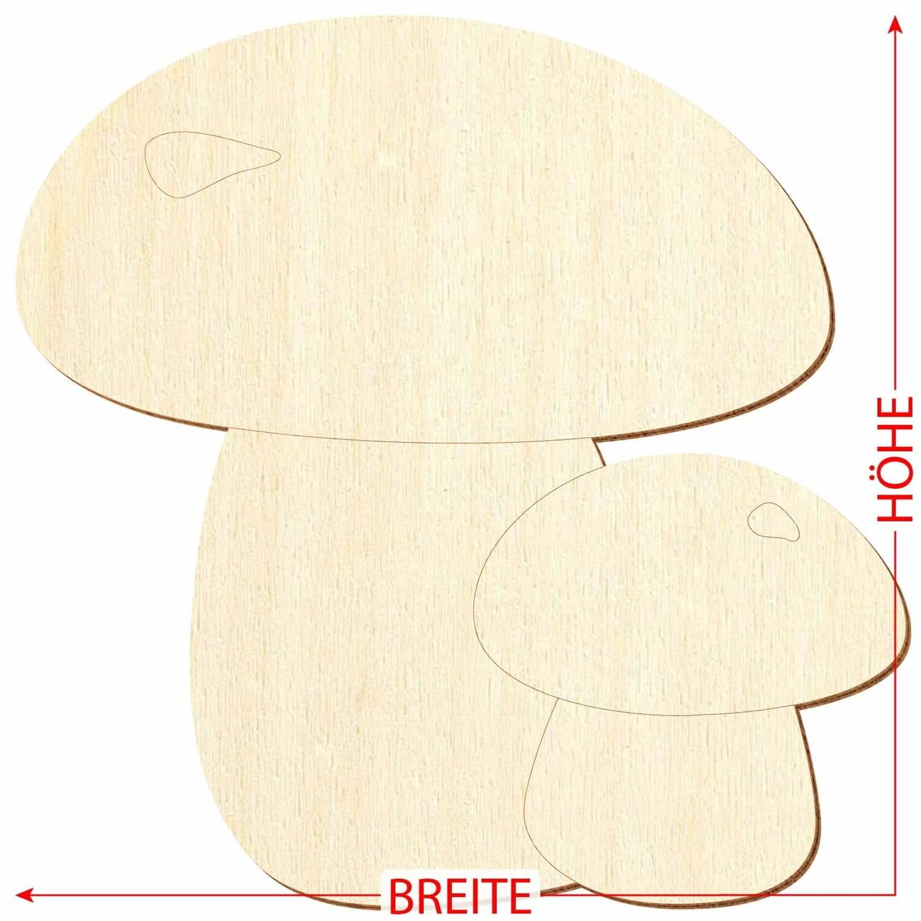 Holz Steinpilz V2 - Deko Basteln 3-50cm