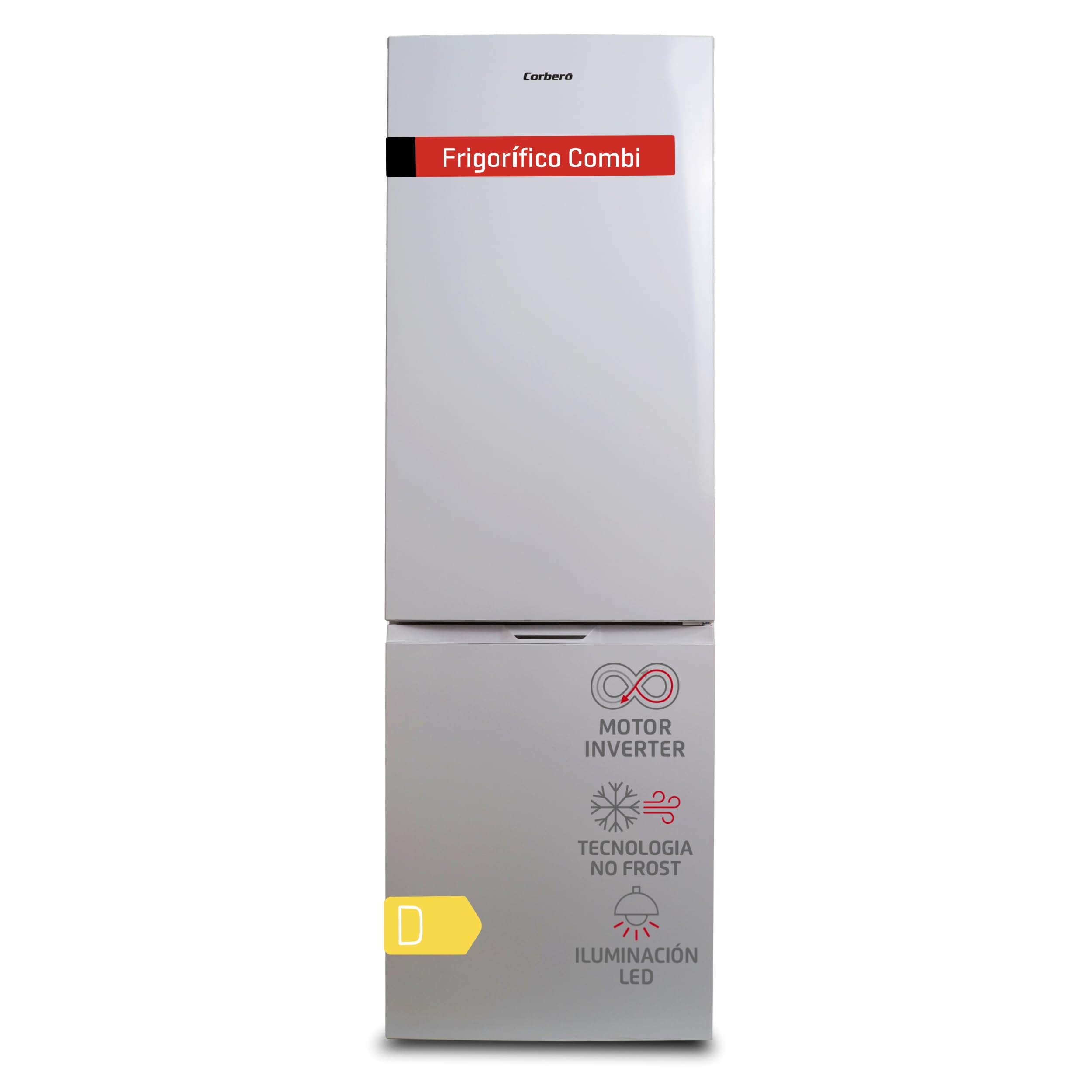 Corbero - Frigorífico Combi | CCH324EW | No Frost | 293L | 186 cm | Cajón Crisper | Estantes de cristal ajustables | Hueveras y Cubiteras | Luz Led | Blanco - 1