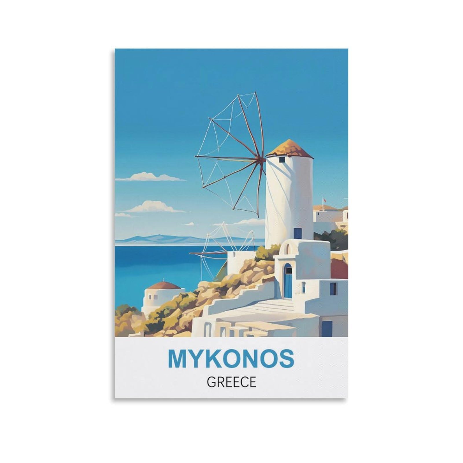Ctzikww Unframe-Style Mykonos Greece Vintage Travel Poster 08X12inch(20X30cm) Canvas Art Prints Picture Wall Art Painting
