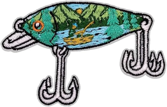 EMBROBOF Scenic Lure Patch 2 inches, Cool Colorful Fishing Patch | Embroidered Iron On/Sew On Fishing Patches for Backpacks