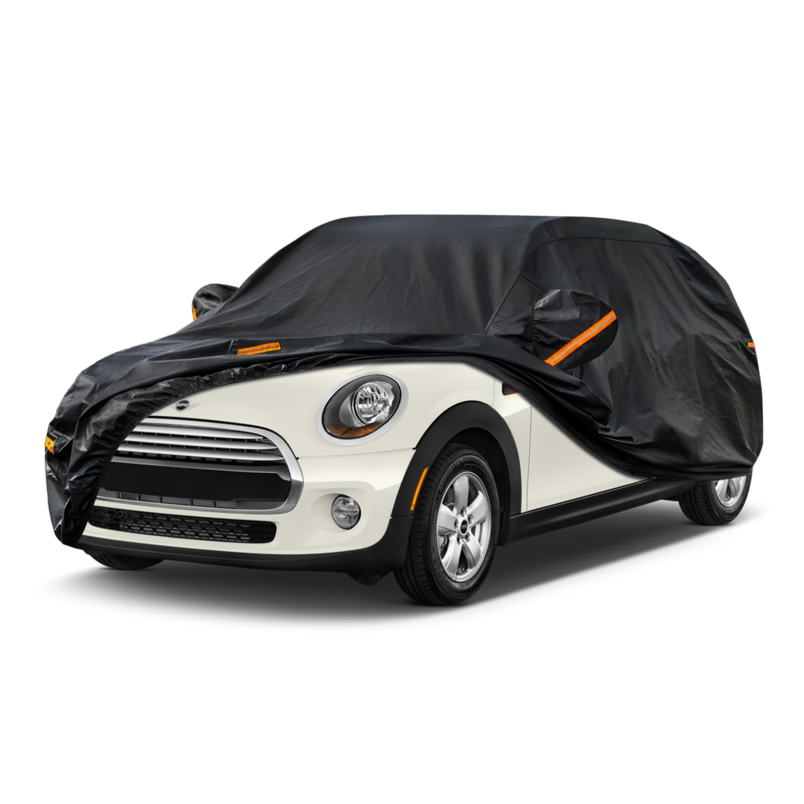 Autoafdekking, vervanging voor Mini Cooper 3 deuren 2000-2022, autodekzeil, autogarage, volledige garage, waterdicht, volledige garage, reflecterende strepen, zilver