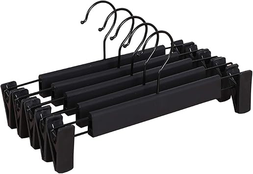 Cicilin Pants Hangers with Plastic Clips Jeans/Skirt Hanger, 360 Swivel Hook - Clip Hanger for Pant, Skirts, Slacks, 10 Pack, Black