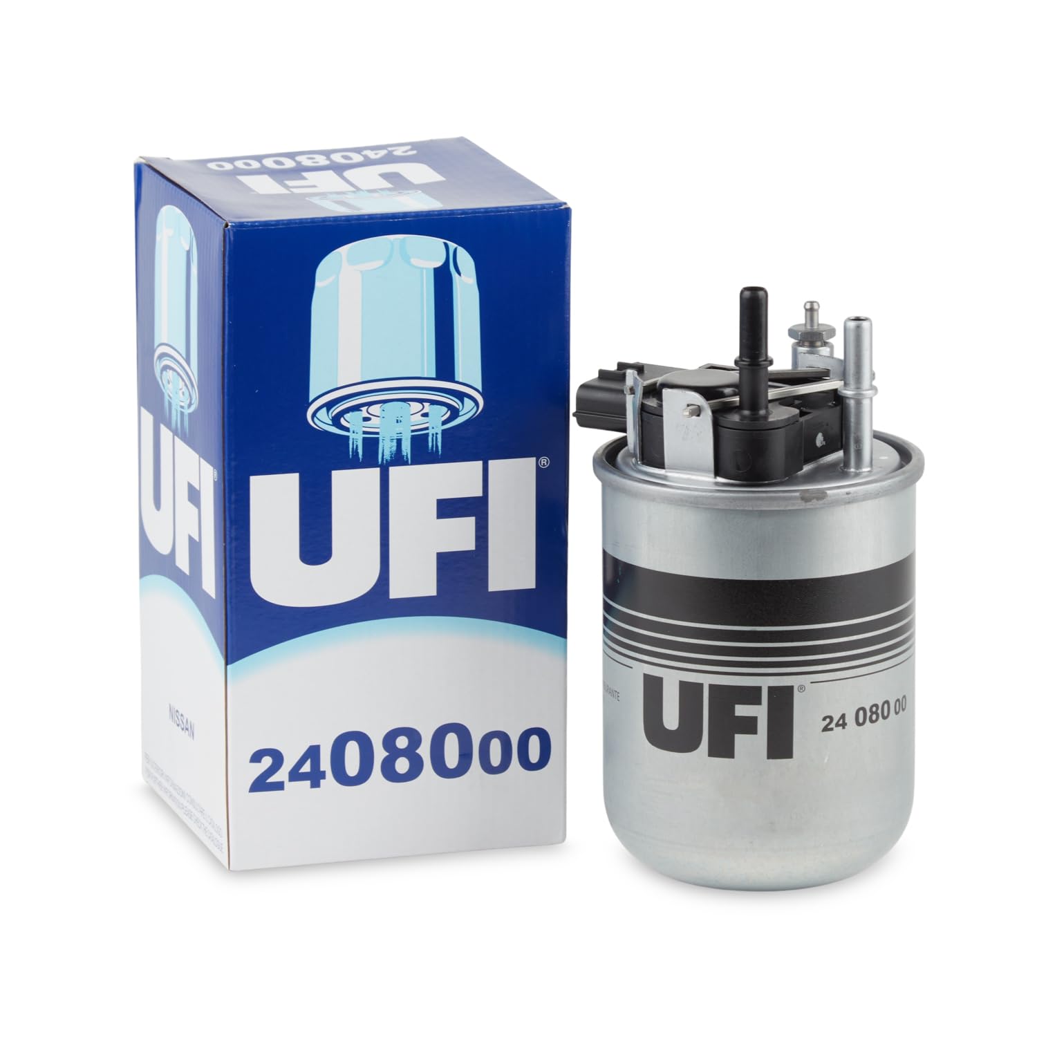 UFI Filters, Filtro Gasolio 24.080.00, Filtro Carburante per Ricambio, Adatto ad Auto, Applicabile su Diversi Modelli Nissan