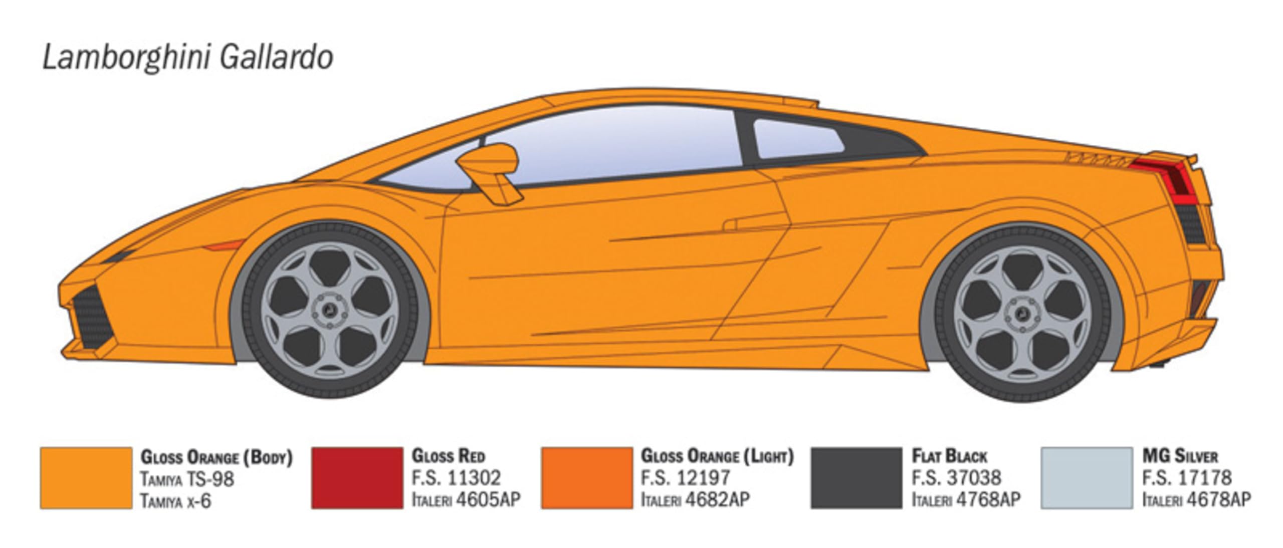 Italeri 3673 Lamborghini Gallardo, scala 1:24, Plastic Model Kit/Modello in plastica da montare