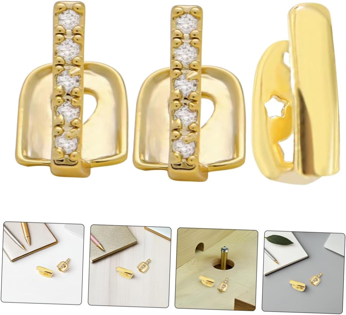 3pcs Hip Hop Tooth Jewelry Grill Set Gold Plated Single Tooth Caps Decorative Grill Accessories for Men Party Cosplay and Rapper Events