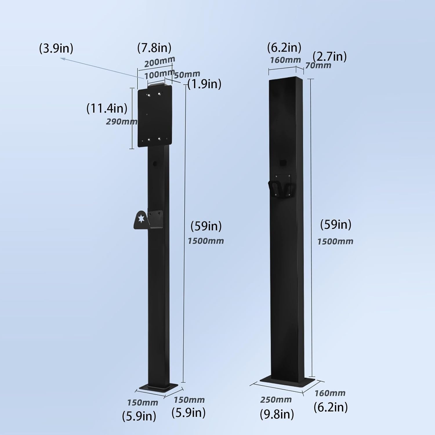 Outdoor EV Charger Enclosure Stand - Durable Pedestal for Electric Vehicle Charging Station, New Energy Vehicle Charger Pile, Heavy-Duty EV Charging Solution (Black-A)