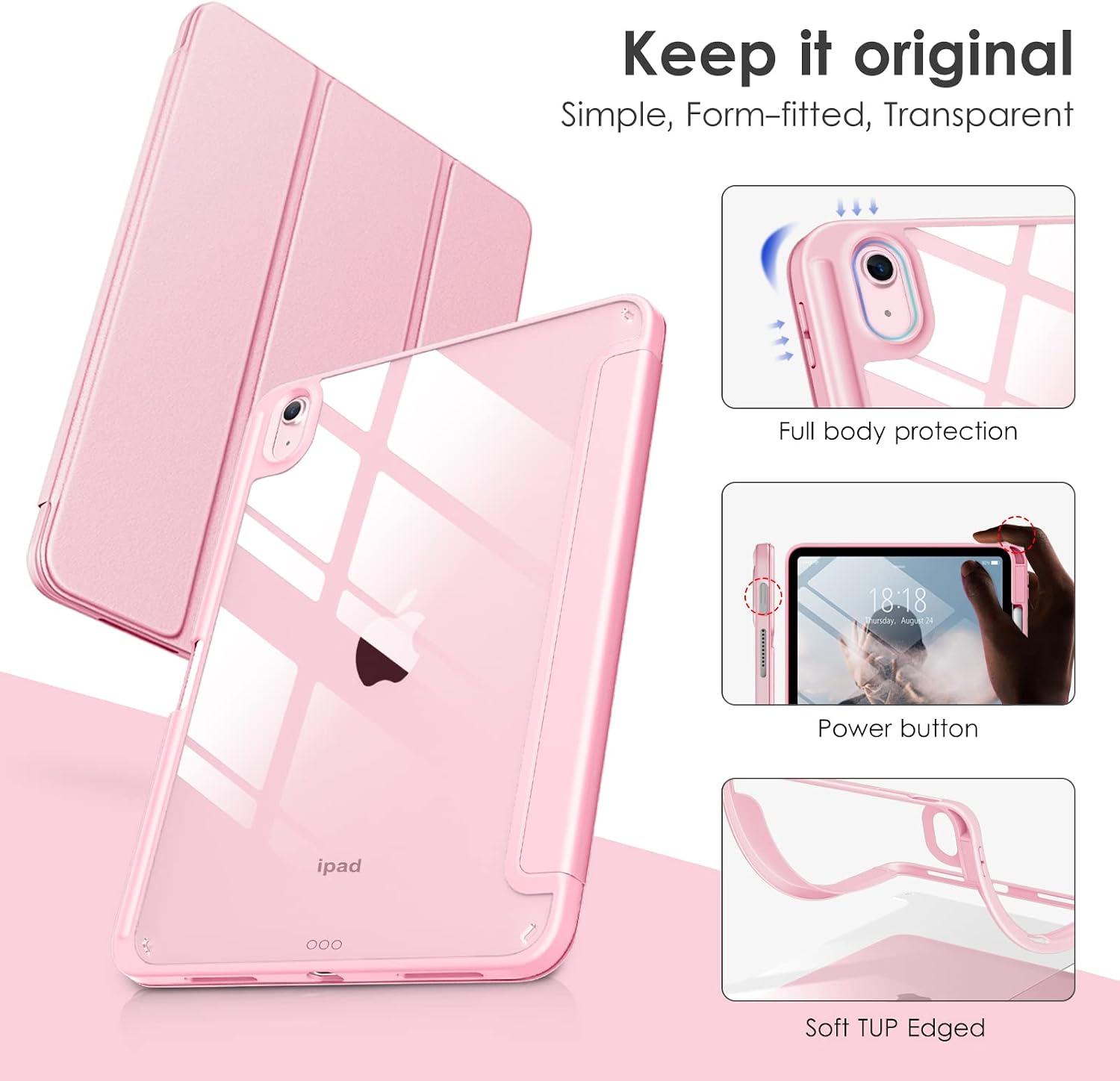 DTTOCASE iPad 10th Generation Clear Pink Case Bundle with Kickstand Protective Case-Light Purple image 3
