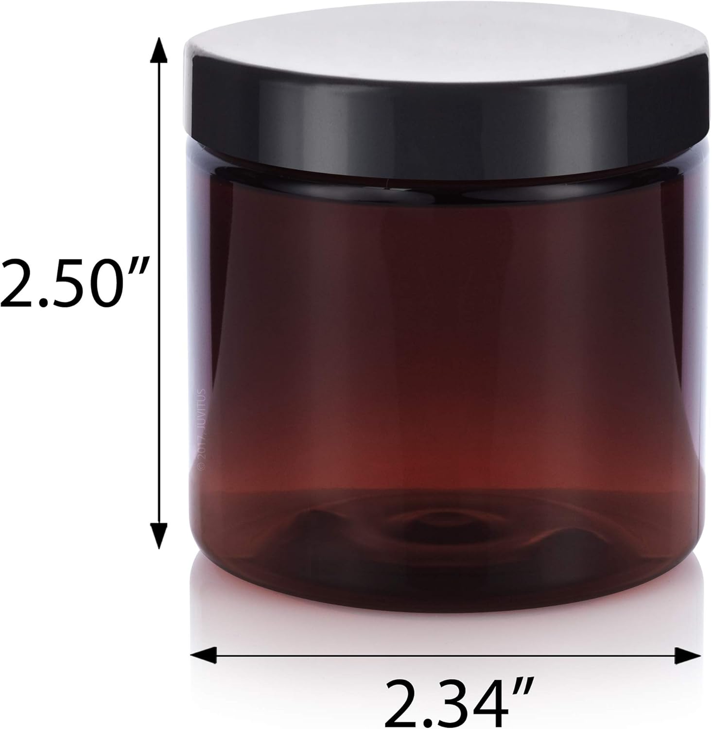 (12 pack) 4 oz Amber PET Plastic Jar with Black Lid