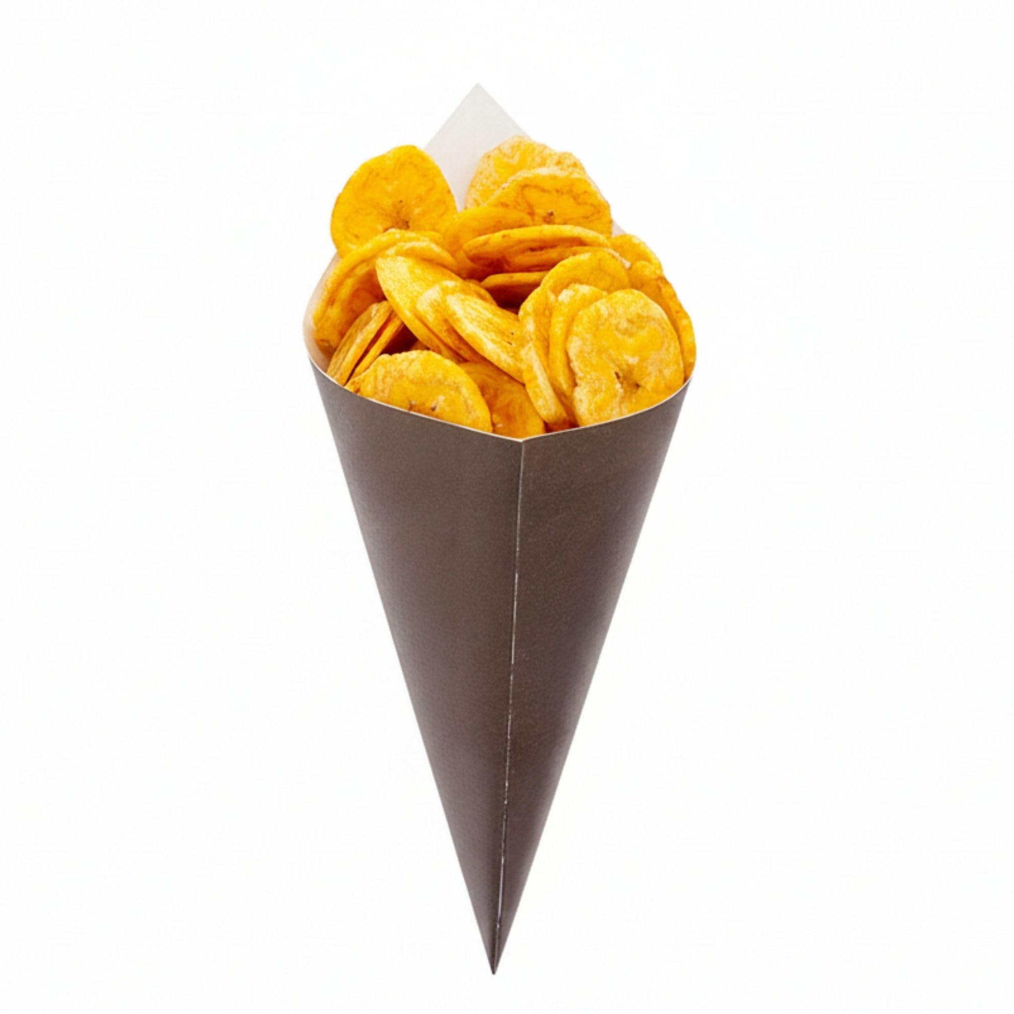 Restaurantware Conetek Conos de comida ecológicos para dedos negros de 10 pulgadas, perfecto para aperitivos, cono de papel seguro para alimentos, desechable y reciclable, 100 CT