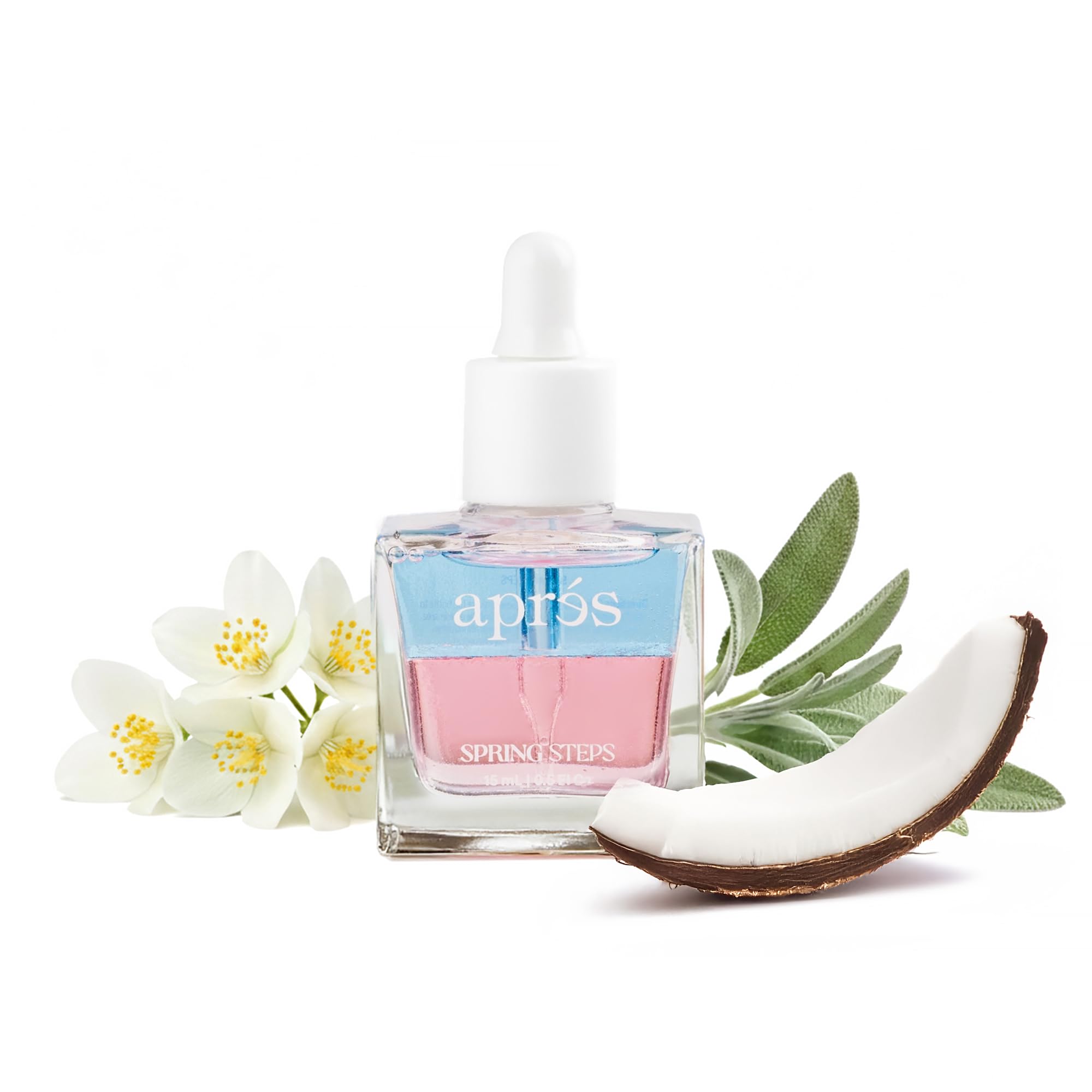 Apres Light & Shadow Cuticle Serum, Nourishing Blend of Almond and Jojoba Oil, Vitamin B and Turmeric, Cuticle Repair Oil 15 mL (15 ml, Spring Steps (Coconut, Sage, and Jasmine))