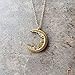 LAONATO Crescent Moon and Black CZ Necklace, 25 inches (Gold)