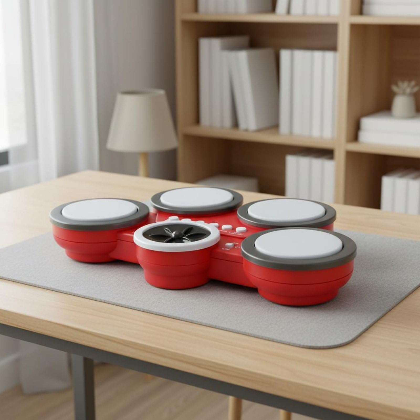 Qianly Tambor de Mano Electrónico Luc Inrmint Baría Electrónica Infantil Compacta Tambor Electrónico para Aprendizaje , Rojo