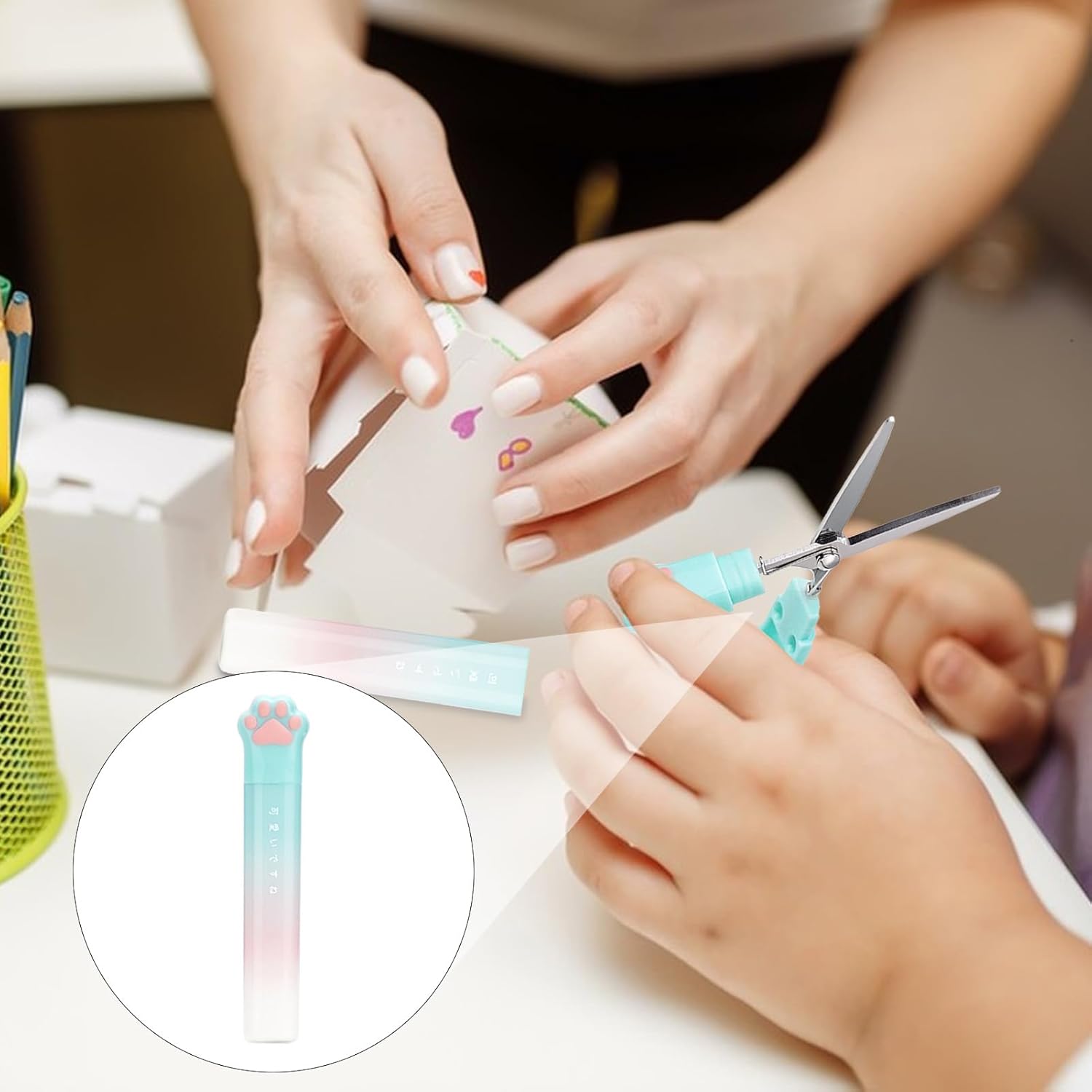 Child Safe Scissors | Scissors With Cover Craft Cat-Paw Shaped,Student Tip, Handed Small School For Students Teachers