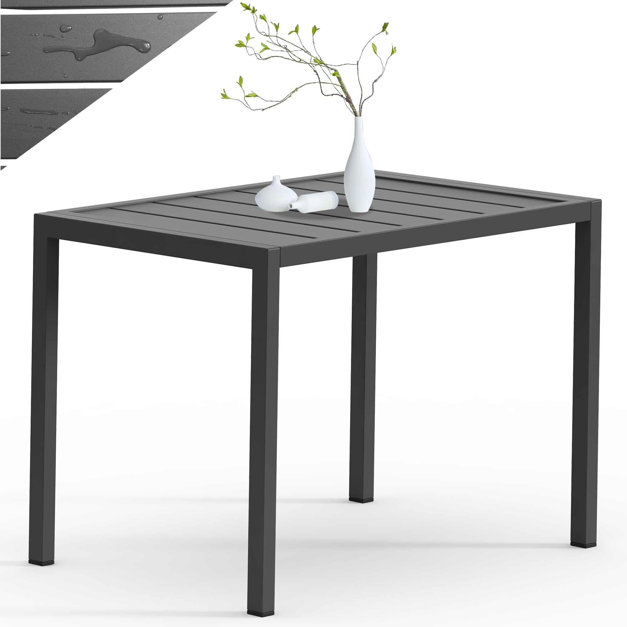 Mucola Gartentisch Beistelltisch Aluminium rechteckig 46x35 cm Anthrazit