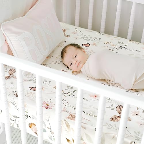 Miniatura 3 de Stretch Ultra Soft Jersey Knit Fitted Crib Sheets Set 2 PackFit All Standard Crib Mattress Pads Safe and Snug, Crib Fitted Sheet for Baby Girls,