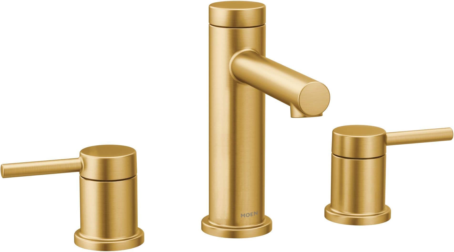 Moen Align Brushed Gold Two-Handle Three-Hole Modern Widespread Bathroom Faucet Trim Kit, Valve ...