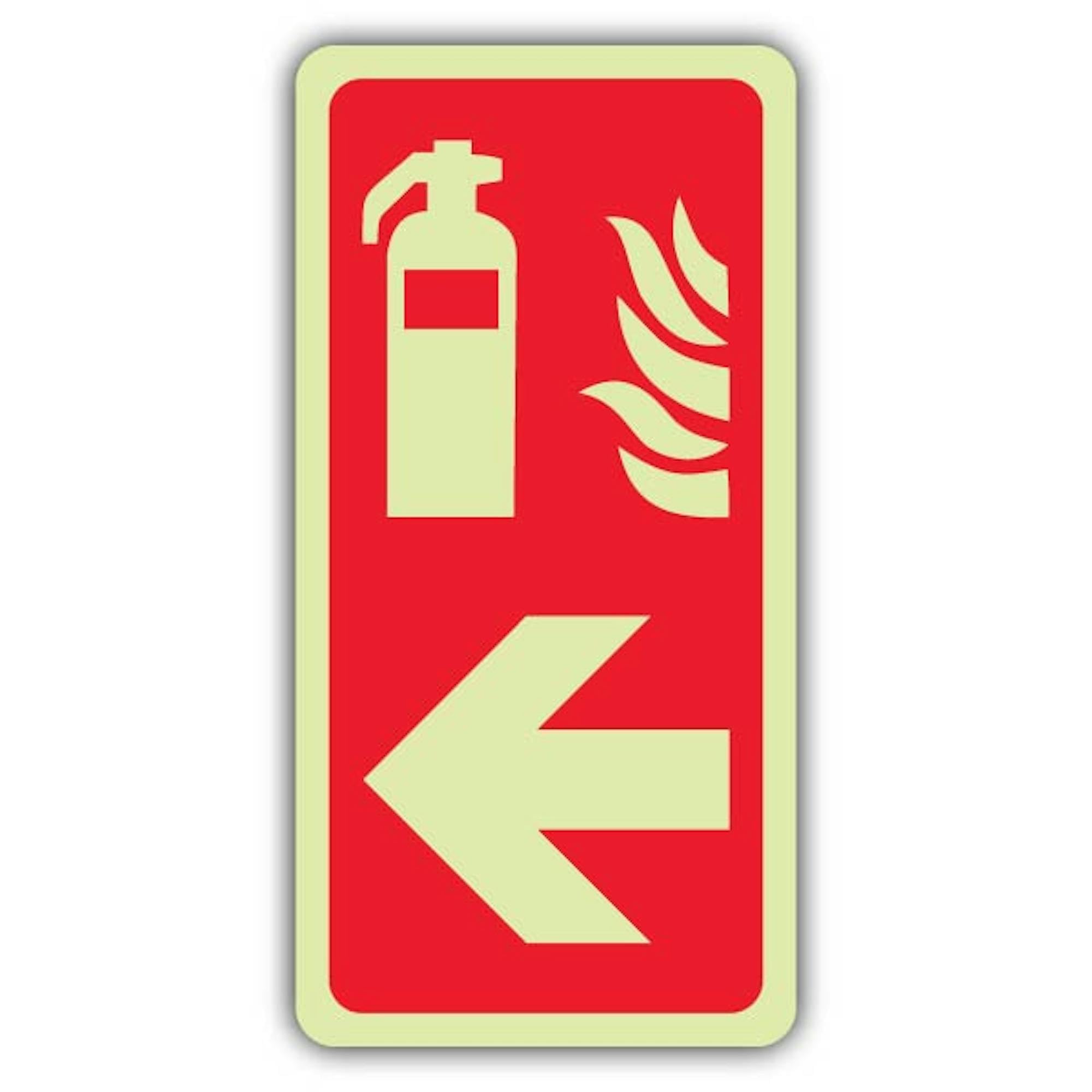 V Safety Glow In The Dark Fire Extinguisher Symbol Arrow Right Sign - Symbol Format - 80 x 160 mm - Made From Triple Glow Rigid Plastic - Fire Safety Signage - Made in Britain