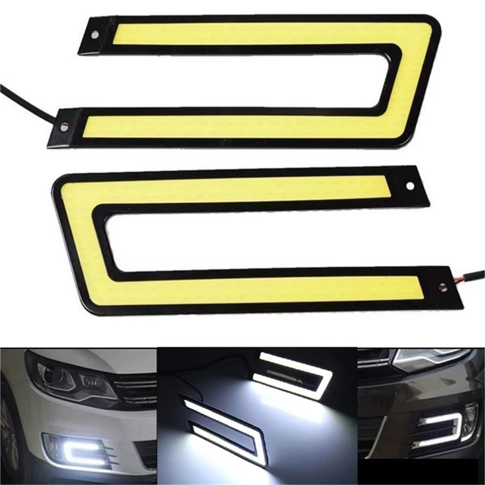 Fari Anteriori 2 Pezzi Di Guida Notturna Per Auto Fendinebbia A Forma Di U COB LED Luce Universale Per Camion Auto Luce Marcia Diurna DRL DC12V Luce Bianca Diurna Faro Proiettore