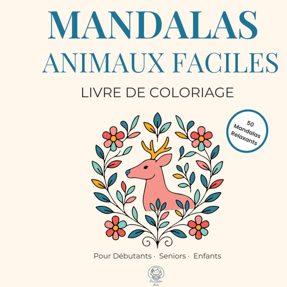 Mandalas Animaux Faciles – Livre de Coloriage: Pour Débutants, Seniors et Enfants