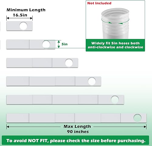 Miniatura 2 de Forestchill Kit de puerta corrediza de aire acondicionado portátil para manguera de escape de 5 pulgadas de diámetro, kit de ventilación universal