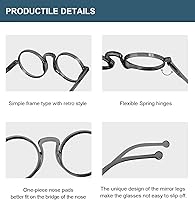 Vista 14 de BLUELESS Vintage Round Reading Glasses Professor Readers (Brown Tortoise, +0.50)