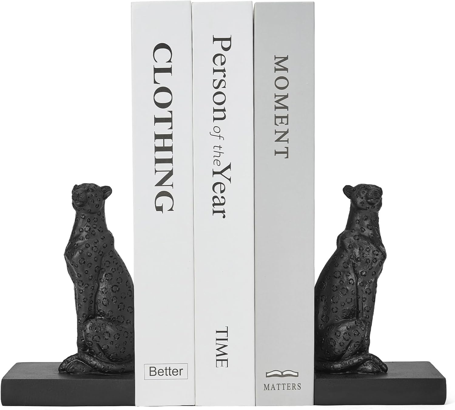 Black Cheetah Bookends, Book Ends for Shelves to Hold Books Heavy Duty, Creative Resin Book Holders for Home Farmhouse Shelves Office Lover Gift