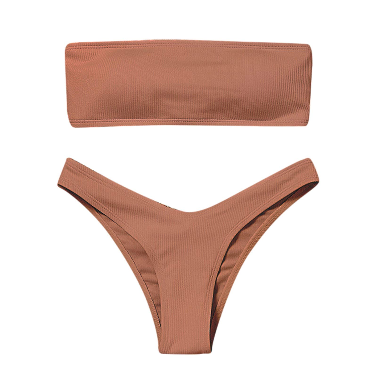 Sexy Bandeau Bikini Sets for Women Two Piece Summer Bathing Suit High Waist Strapless Brazilian Bikini Swimsuit