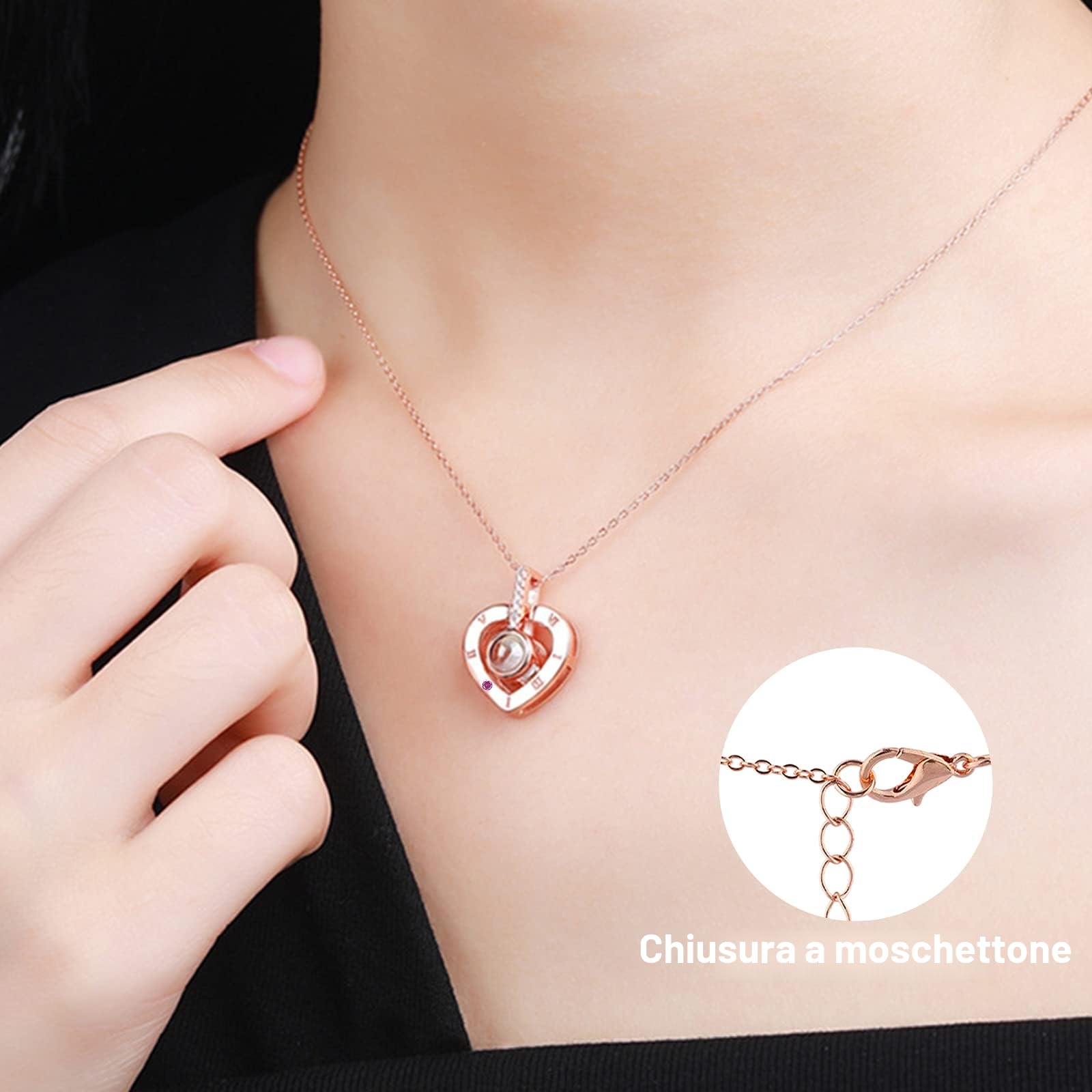 Rosa Stabilizzata Vera, Con Collana I Love You, Regalo Fatto a Mano Con Vera Rosa Eterna Per la Sua Donna,Moglie,Fidanzata,Madre,Per Compleanno,Anniversario,San Valentino,Festa Della Mamma,Natale