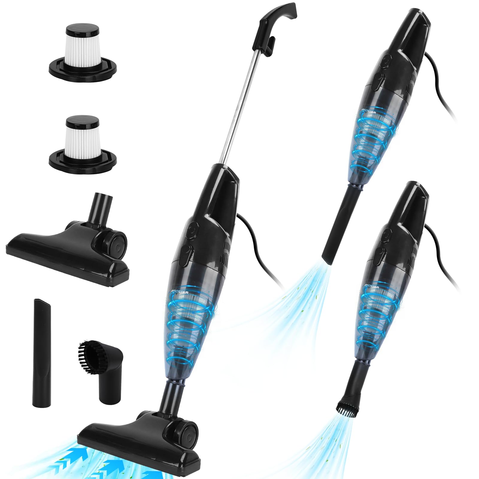 Aigostar Aspiradora Escoba 2 en 1 con Cable, 600W, 13kPa, Filtro HEPA