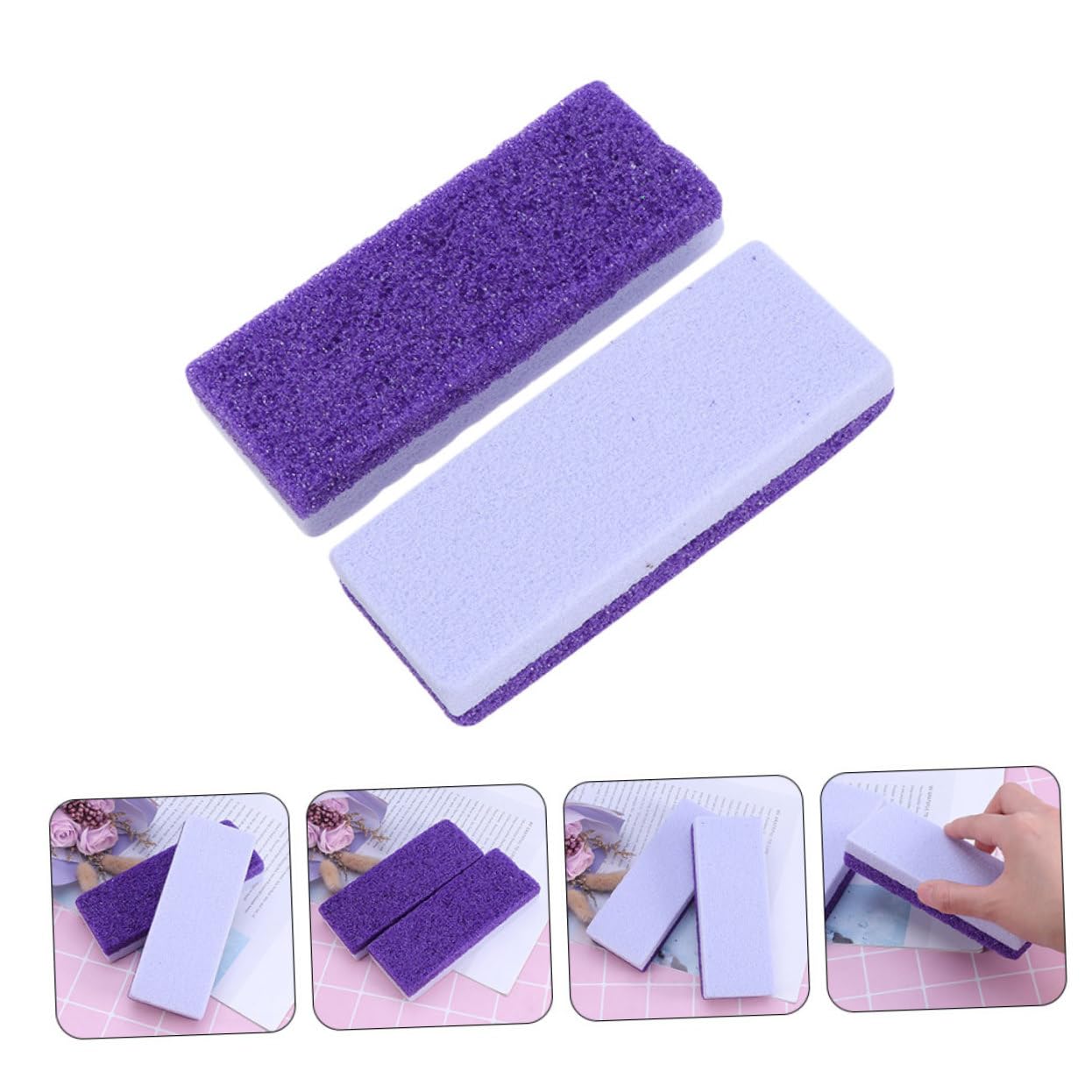 FRCOLOR 2Pcs Double Sided Pumice Stone Foot Scraper for Dead Skin Removal Portable Foot Care Scrubber Purple