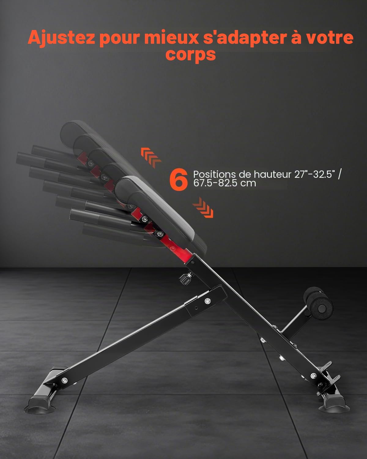 VEVOR Chaise romaine Hyperextension Banc et banc de musculation, design réglable et pliable pour un entraînement complet du corps. Cible les fessiers, les ischio-jambiers, le dos, le tronc et les