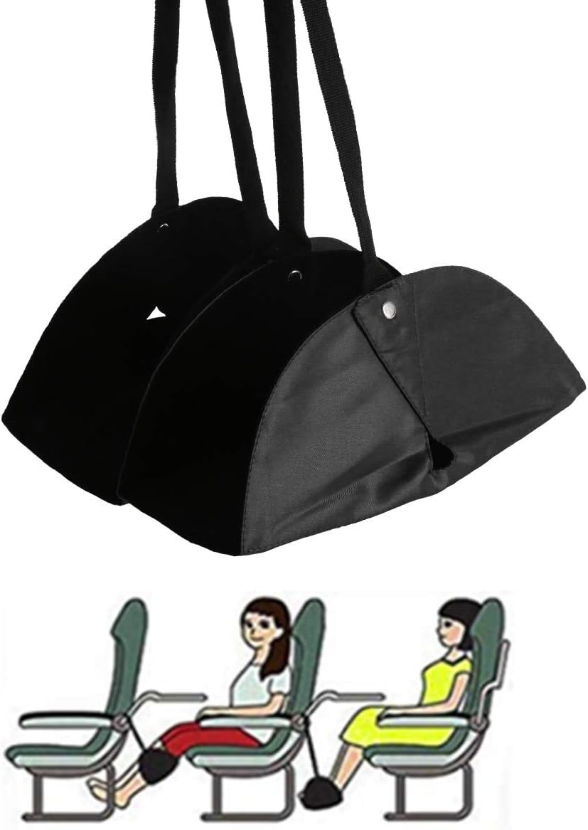 Foot Rest Hammock Under Desk, Adjustable Desk Foot Rest Hammock Office Portable Travel Accessories Adjustable Height with Separate Footrest Design for Office Flight Relaxation and Comfort, Black