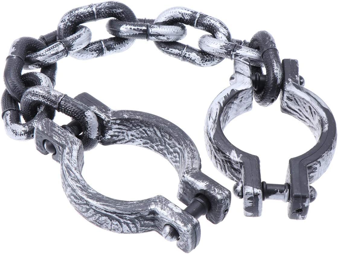 Lindagary Halloween Handcuff Plastic Prison Wrist Shackles Fake Chain Roleplay Toys for Halloween Home Cosplay Costume Supplies