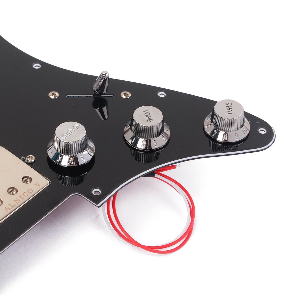 Golpeador SSH precableado para Stratocaster, 3 capas de guitarra eléctrica con juego de pastillas Humbucker, color negro con pastillas Alnico V de bobina única, piezas de repuesto