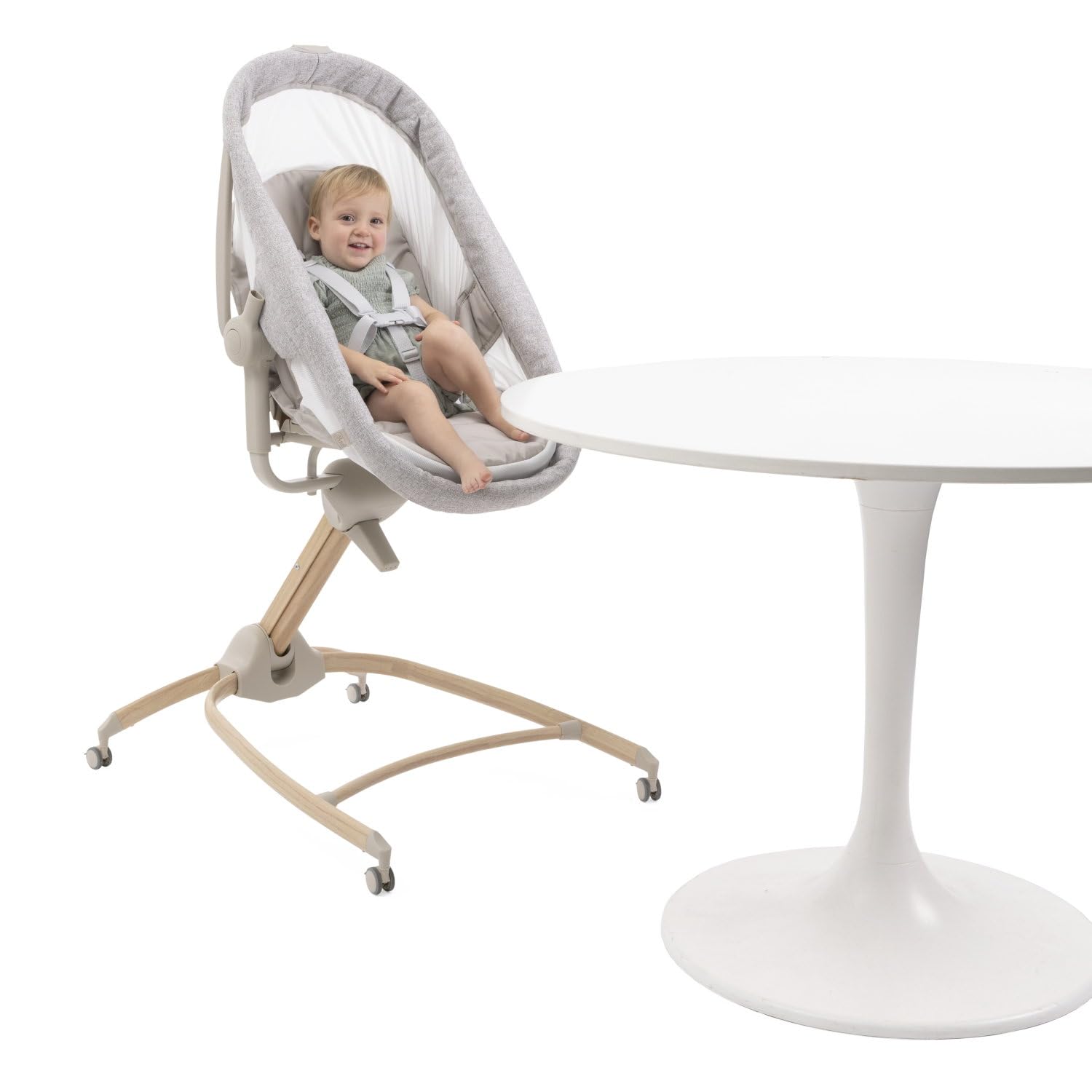 Chicco Baby Hug 4en1 Armonía, Cuna, Hamaca, Trona y Silla de Mesa 0-36 Meses, Altura Regulable con Pedal, Barra de Juego y Tela de Red para Circulación de Aire, Solución Ahorraespacio