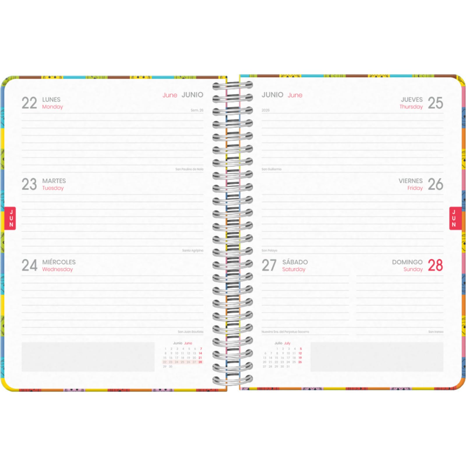 Dohe, School Planner 2025 2026, Week to View, A5 Size (15x21 cm), Spanish and English, Double Spiral Binding and Elastic Band - Image 2