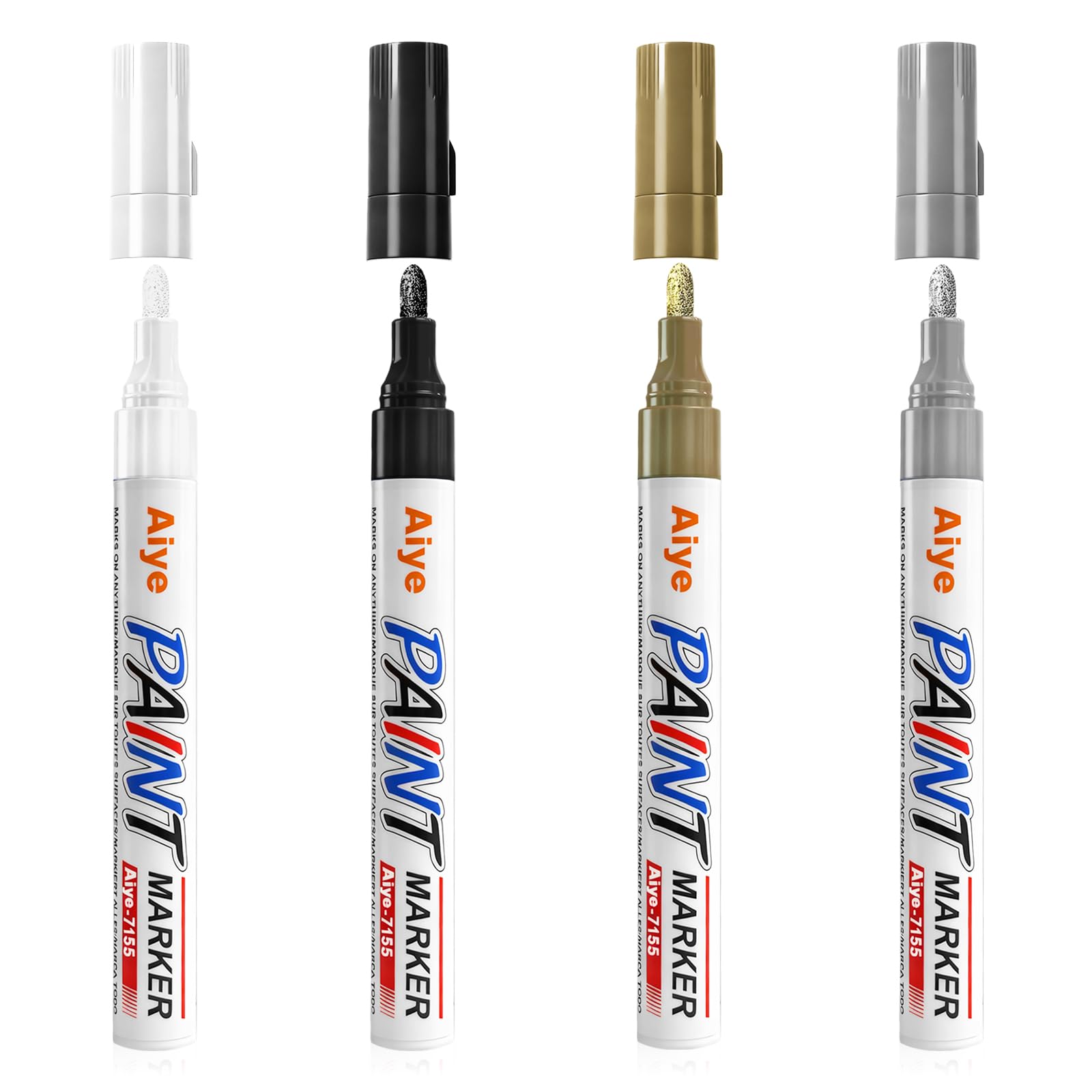 AMFUN Trocknen Schnell Lackstift, Permanent Marker Wasserfest Stift, Feine Rundspitze 2mm, für Karton, Kunststoff, Holz, Metall, Tassen, Glas