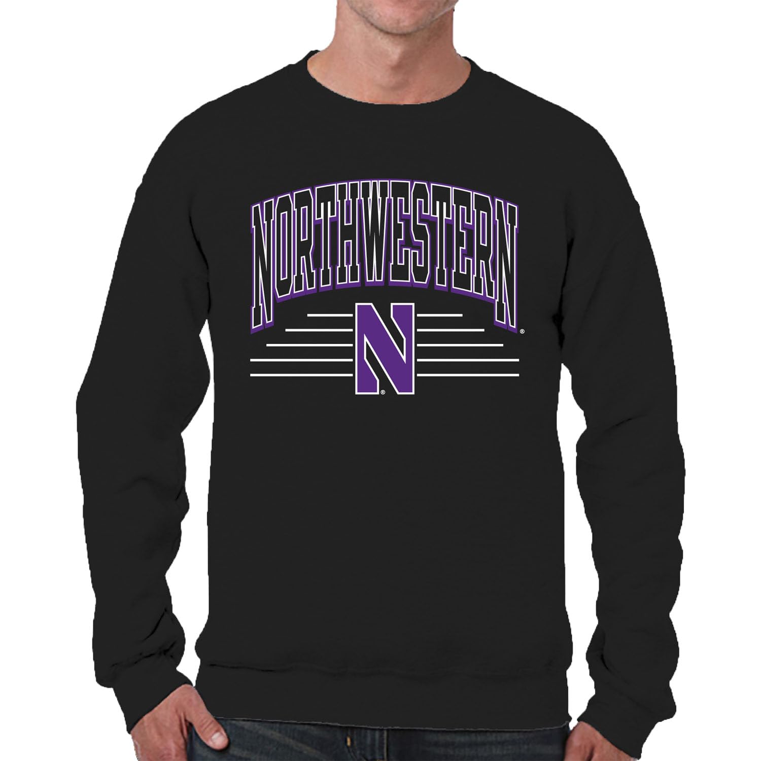 Campus Colors NCAA Adult Unisex Overtime Classics Crewneck Fleece Sweatshirt, Cozy Cotton Poly Blend, Timeless Design, Black, S โ image 1