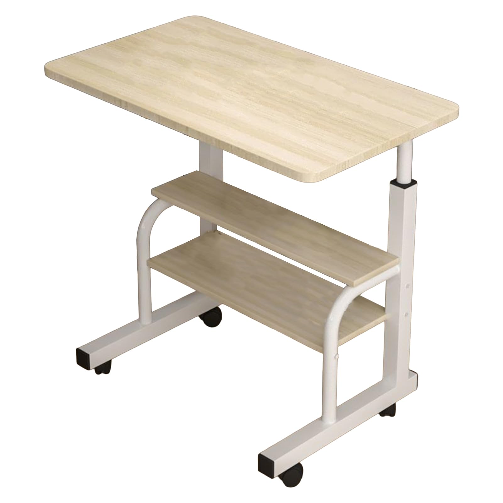 Mobile Small Standing Desk Standing Desk with Storage Shelves Laptop Desk on Wheels Spacious Desktop with Casters Easy
