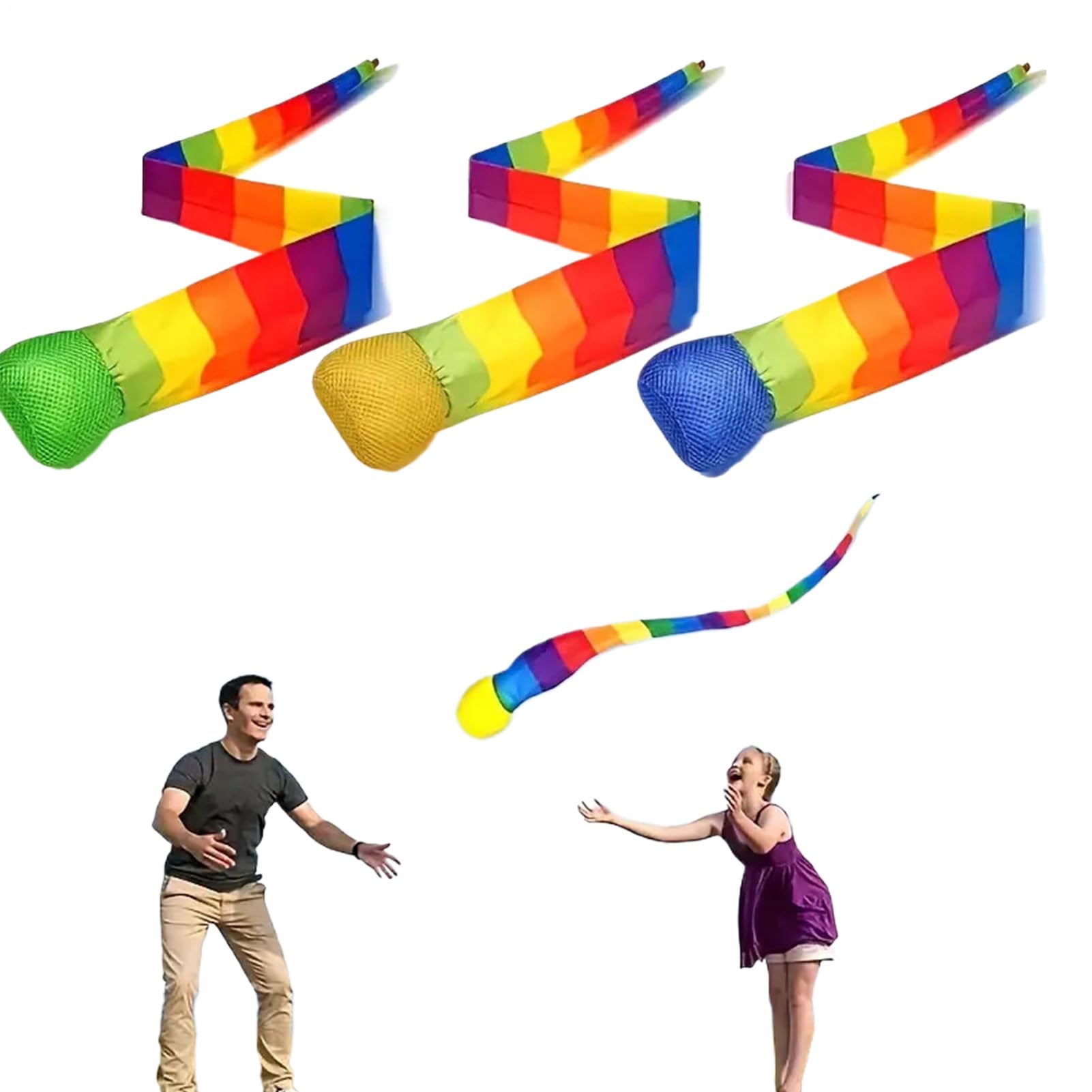Générique Ballon De Lancer Et Rattrapage,Balles d'Entraînement avec Queue Arc-en-| Jeu de Lancer et Attraper pour et Adultes en Intérieur et Extérieur pour Parc, École, Plage et Jardin