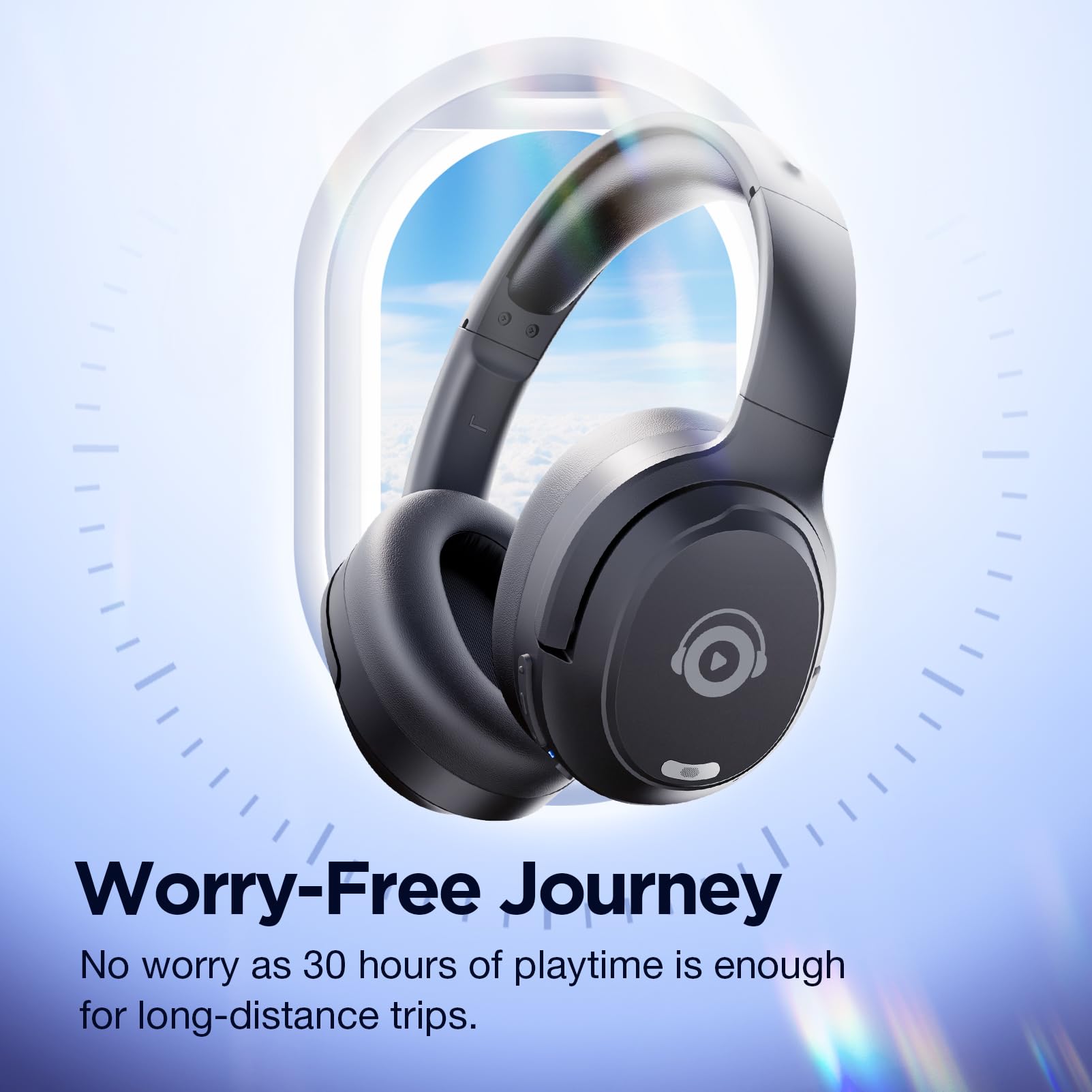 Cuffie ibride a livello professionale con cancellazione attiva del rumore con audio HD, cuffie Bluetooth wireless sopra l'orecchio, comfort senza pari, bassi profondi vivaci, per casa, ufficio, viaggi