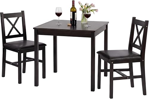 Miniatura 9 de FDW | Juego de mesa de comedor de madera maciza de 5 piezas para 4 | Marrón | Mesa de cocina de pino con sillas tapizadas | Diseño que ahorra