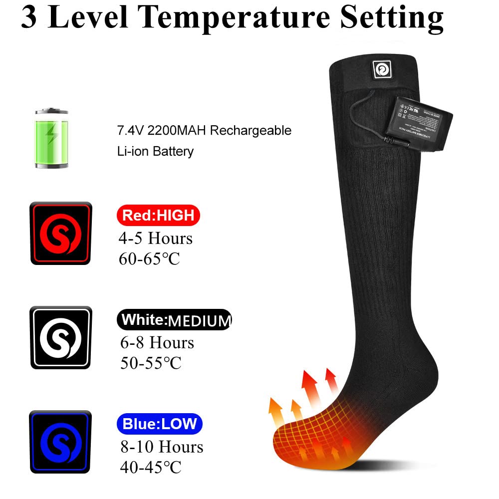 BARCHI HEAT Calze riscaldate per Uomini e Donne, Calze riscaldate elettriche Ricaricabili, scaldapiedi Invernali, Adatte per Sci, Ciclismo, Pesca, Caccia, ECC.