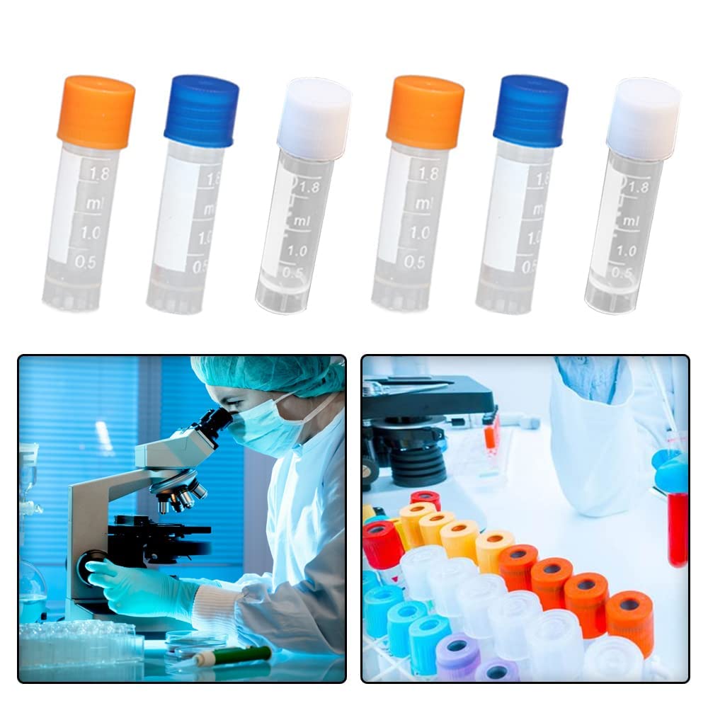 Provette Graduate 5 ml Plastica Trasparente 80 Pezzi con Tappo Arancione
