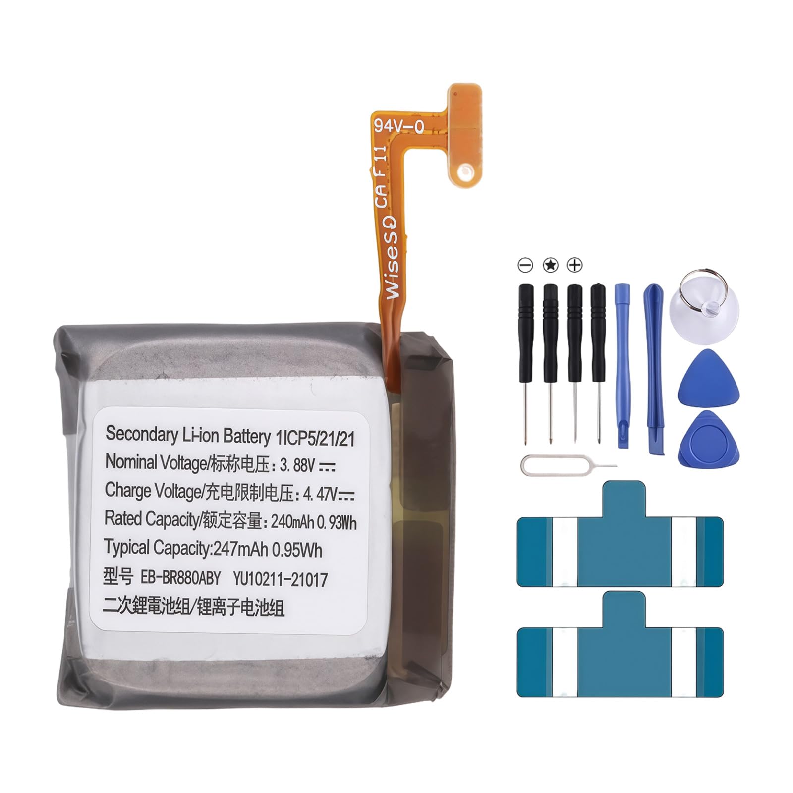 Unità batteria per dispositivo indossabile affidabile da 247 mAh, costruita per orologio EB BR880ABY, uso prolungato e facile installazione della batteria per smartwatch