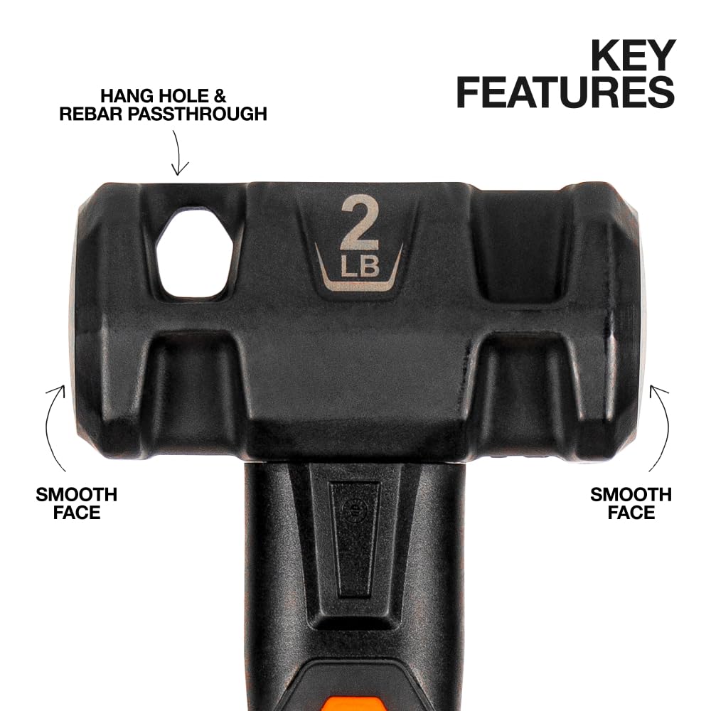 Klein Tools H80692 Mazza da 0,9 kg con manico in fibra di vetro, design resistente agli urti per colpire e demolire, include foro per cordino
